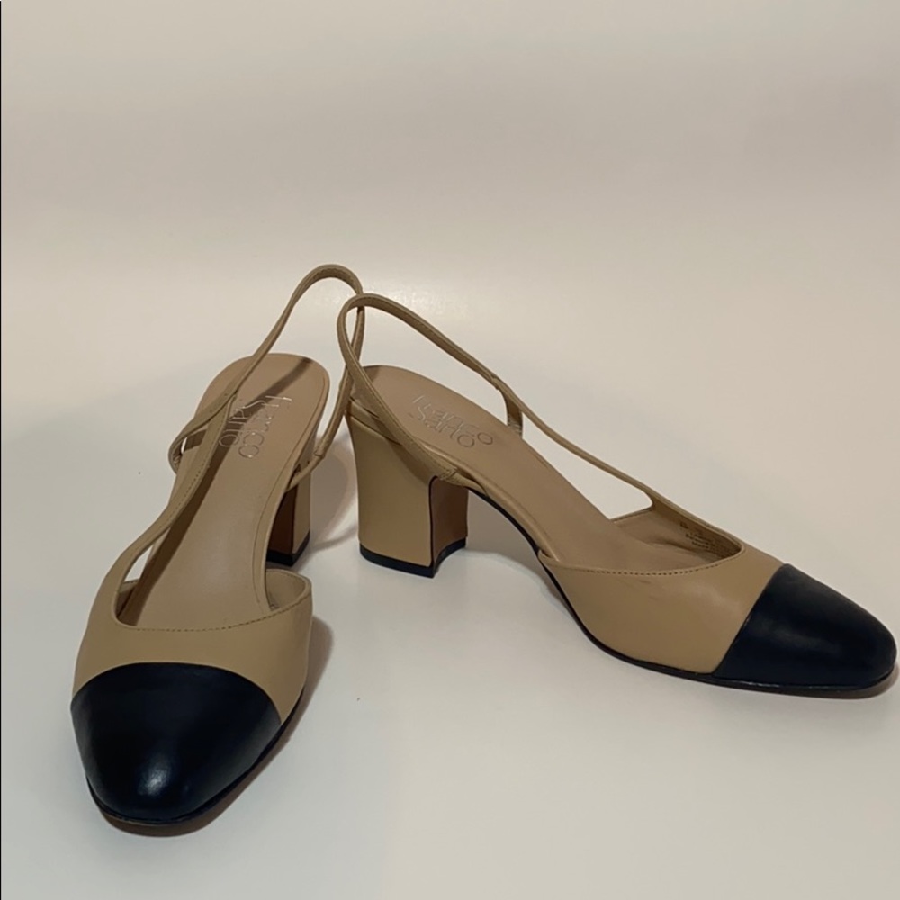 Cap toe slingbacks women shoes.